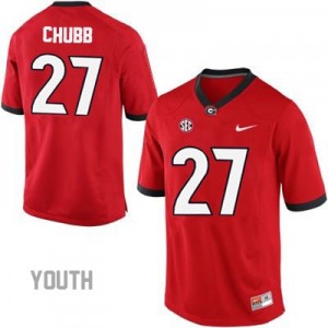 Nick Chubb Georgia Bulldogs #27 NCAA Jersey - Red - Youth