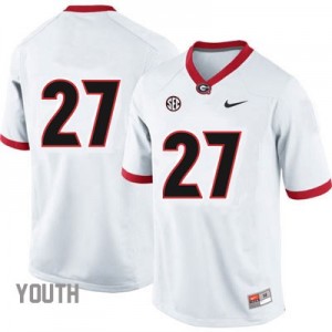 Nick Chubb Georgia Bulldogs #27 (No Name) NCAA Jersey - White - Youth