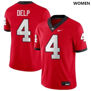 Oscar Delp Georgia Bulldogs #4 Women Embroidery Jerseys - Red