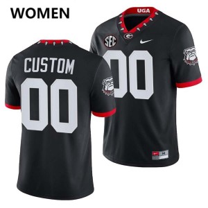 Custom Georgia Bulldogs #00 Women University Jerseys - 100th Anniversary Black