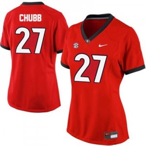 Nick Chubb Georgia Bulldogs #27 Women's Jersey - Red