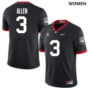 CJ Allen Georgia Bulldogs #3 Women University Jersey - 100th Anniversary Black