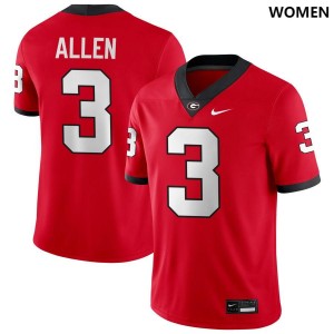 CJ Allen Georgia Bulldogs #3 Women Game Jersey - Red