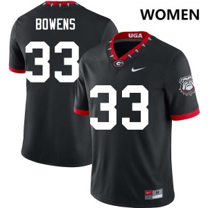 Chauncey Bowens Georgia Bulldogs #33 Women High School Jerseys - 100th Anniversary Black