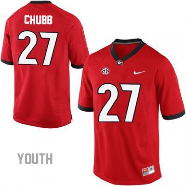 Nick Chubb Georgia Bulldogs 27 NCAA Jersey Red Youth
